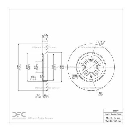 Dynamic Friction Co Disc Brake Rotor - 600-73037 600-73037